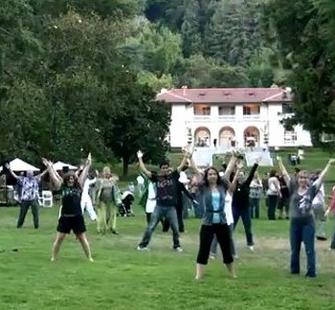 A flash mob performed a spontaneous dance at a Sculpture on the Grounds Party